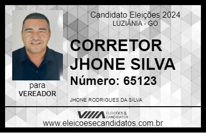 Candidato CORRETOR JHONE SILVA 2024 - LUZIÂNIA - Eleições