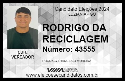 Candidato RODRIGO DA RECICLAGEM 2024 - LUZIÂNIA - Eleições