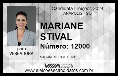 Candidato MARIANE STIVAL 2024 - ANÁPOLIS - Eleições