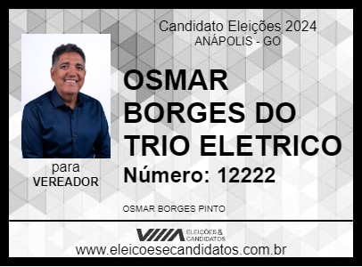 Candidato OSMAR BORGES DO TRIO ELETRICO 2024 - ANÁPOLIS - Eleições