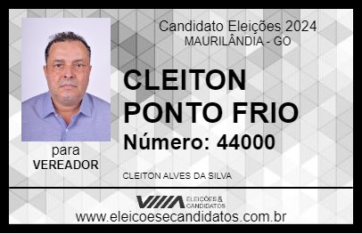 Candidato CLEITON PONTO FRIO 2024 - MAURILÂNDIA - Eleições