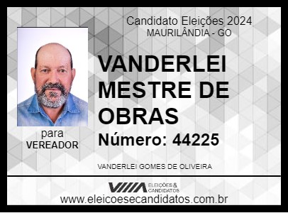 Candidato VANDERLEI MESTRE DE OBRAS 2024 - MAURILÂNDIA - Eleições