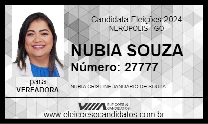 Candidato NUBIA SOUZA 2024 - NERÓPOLIS - Eleições