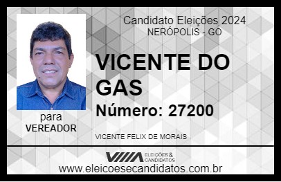 Candidato VICENTE DO GAS 2024 - NERÓPOLIS - Eleições