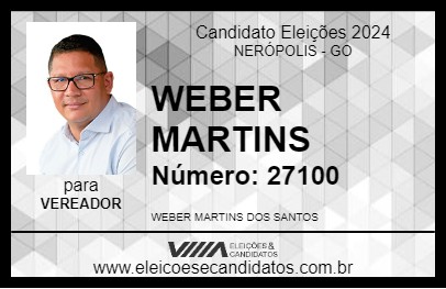 Candidato WEBER MARTINS 2024 - NERÓPOLIS - Eleições