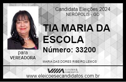 Candidato TIA MARIA DA ESCOLA 2024 - NERÓPOLIS - Eleições