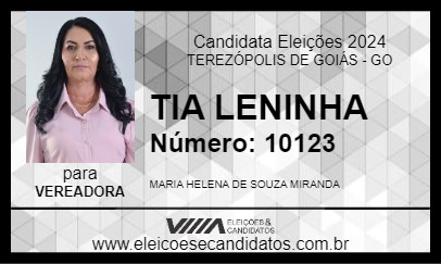 Candidato TIA LENINHA 2024 - TEREZÓPOLIS DE GOIÁS - Eleições