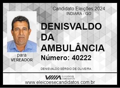 Candidato DENISVALDO DA AMBULÂNCIA 2024 - INDIARA - Eleições