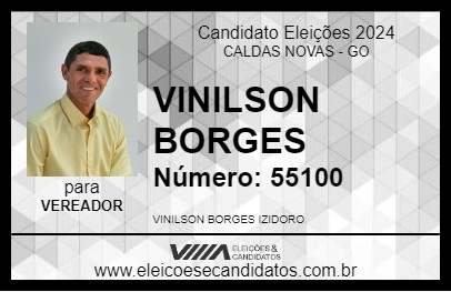 Candidato VINILSON BORGES 2024 - CALDAS NOVAS - Eleições