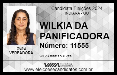 Candidato WILKIA DA PANIFICADORA 2024 - INDIARA - Eleições