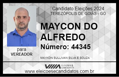 Candidato MAYCON DO ALFREDO 2024 - TEREZÓPOLIS DE GOIÁS - Eleições