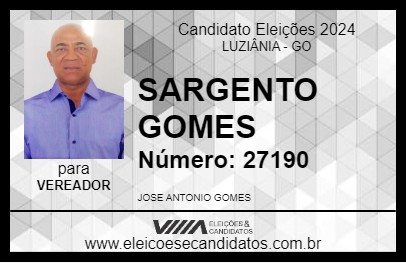 Candidato SARGENTO GOMES 2024 - LUZIÂNIA - Eleições