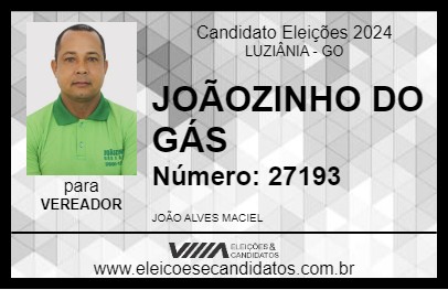 Candidato JOÃOZINHO DO GÁS 2024 - LUZIÂNIA - Eleições