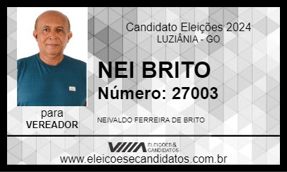 Candidato NEI BRITO 2024 - LUZIÂNIA - Eleições