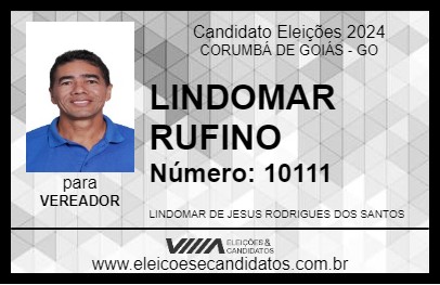 Candidato LINDOMAR RUFINO 2024 - CORUMBÁ DE GOIÁS - Eleições