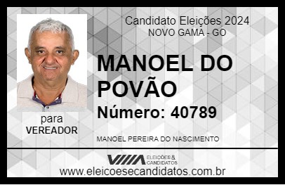 Candidato MANOEL DO POVÃO 2024 - NOVO GAMA - Eleições