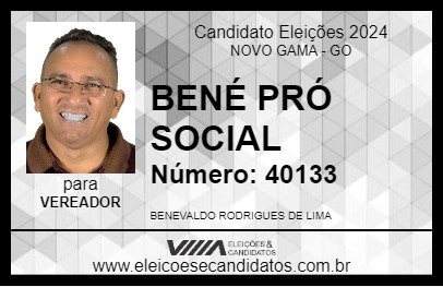 Candidato BENÉ PRÓ SOCIAL 2024 - NOVO GAMA - Eleições