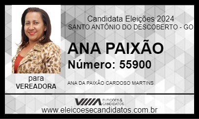 Candidato ANA PAIXÃO 2024 - SANTO ANTÔNIO DO DESCOBERTO - Eleições