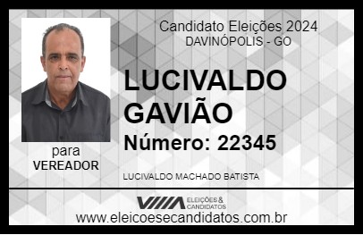 Candidato LUCIVALDO GAVIÃO 2024 - DAVINÓPOLIS - Eleições