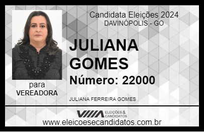 Candidato JULIANA GOMES 2024 - DAVINÓPOLIS - Eleições