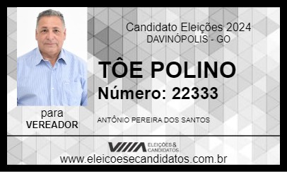 Candidato TÔE POLINO 2024 - DAVINÓPOLIS - Eleições