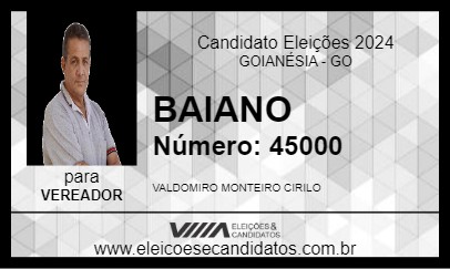 Candidato BAIANO 2024 - GOIANÉSIA - Eleições