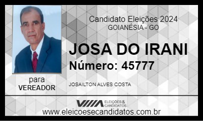 Candidato JOSA DO IRANI 2024 - GOIANÉSIA - Eleições