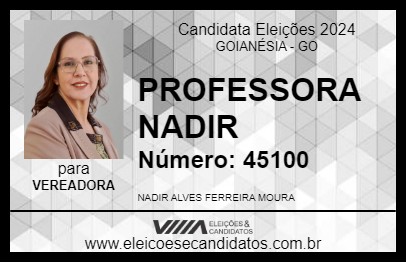 Candidato PROFESSORA NADIR 2024 - GOIANÉSIA - Eleições