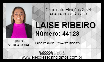 Candidato LAISE RIBEIRO 2024 - ABADIA DE GOIÁS - Eleições