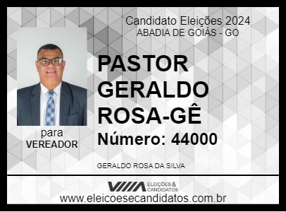 Candidato PASTOR GERALDO ROSA-GÊ 2024 - ABADIA DE GOIÁS - Eleições