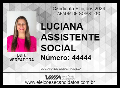 Candidato LUCIANA ASSISTENTE SOCIAL 2024 - ABADIA DE GOIÁS - Eleições