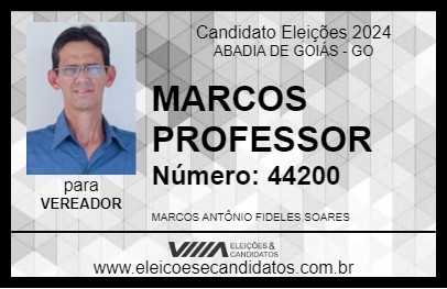 Candidato MARCOS PROFESSOR 2024 - ABADIA DE GOIÁS - Eleições