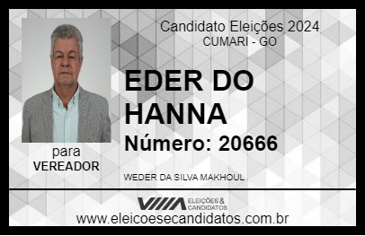 Candidato EDER DO HANNA 2024 - CUMARI - Eleições