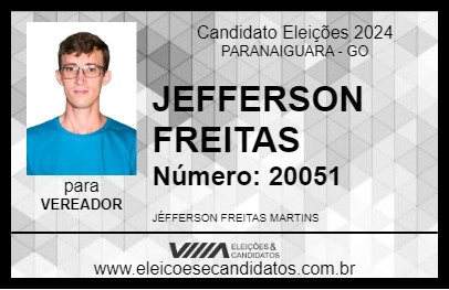 Candidato JEFFERSON FREITAS 2024 - PARANAIGUARA - Eleições