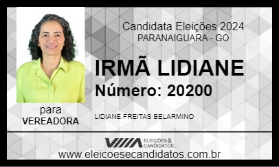 Candidato IRMÃ LIDIANE 2024 - PARANAIGUARA - Eleições