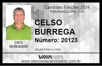 Candidato CELSO BURREGA 2024 - PARANAIGUARA - Eleições