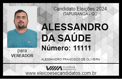 Candidato ALESSANDRO DA SAÚDE 2024 - ITAPURANGA - Eleições