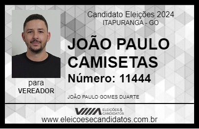 Candidato JOÃO PAULO CAMISETAS 2024 - ITAPURANGA - Eleições