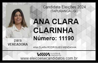 Candidato ANA CLARA CLARINHA 2024 - ITAPURANGA - Eleições