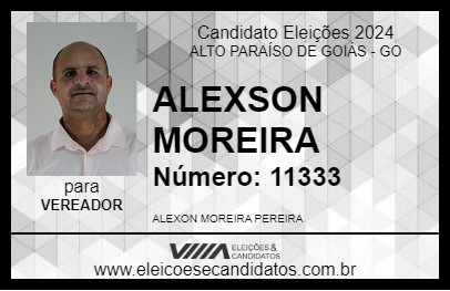 Candidato ALEXSON MOREIRA 2024 - ALTO PARAÍSO DE GOIÁS - Eleições