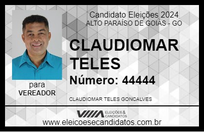 Candidato CLAUDIOMAR TELES 2024 - ALTO PARAÍSO DE GOIÁS - Eleições