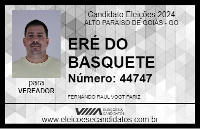 Candidato ERÉ DO BASQUETE 2024 - ALTO PARAÍSO DE GOIÁS - Eleições