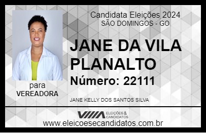 Candidato JANE DA VILA PLANALTO 2024 - SÃO DOMINGOS - Eleições