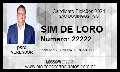 Candidato SIM DE LORO 2024 - SÃO DOMINGOS - Eleições