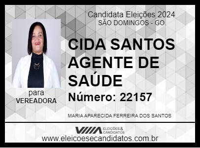 Candidato CIDA SANTOS AGENTE DE SAÚDE 2024 - SÃO DOMINGOS - Eleições