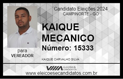 Candidato KAIQUE MECANICO 2024 - CAMPINORTE - Eleições