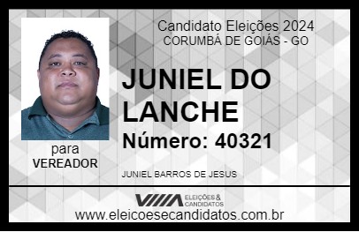 Candidato JUNIEL DO LANCHE 2024 - CORUMBÁ DE GOIÁS - Eleições