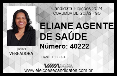 Candidato ELIANE AGENTE DE SAÚDE 2024 - CORUMBÁ DE GOIÁS - Eleições