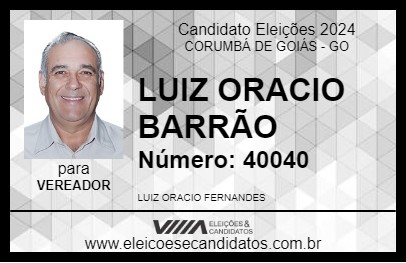 Candidato LUIZ ORACIO BARRÃO 2024 - CORUMBÁ DE GOIÁS - Eleições