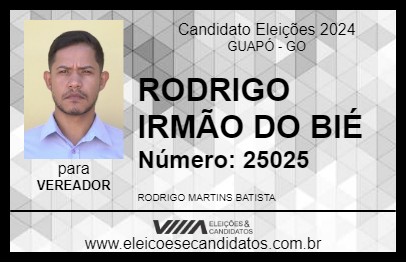 Candidato RODRIGO IRMÃO DO BIÉ 2024 - GUAPÓ - Eleições